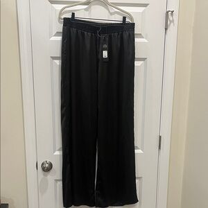 Fashion Nova elevate you black satin wide leg pants